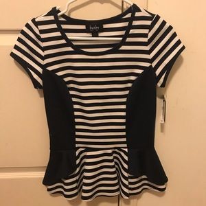 Navy blue striped blouse